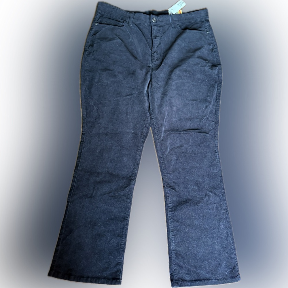 NWT Croft & Barrow Black Corduroy Bootcut Mid Rise Pants Size 16 Short